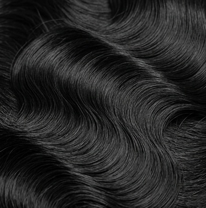 Body Wave hair texture, illustrative close-up
